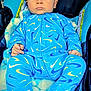 Remington joined the competition — help win amazing prizes! baby, infant, blue_clothing, nike, onesie, stroller, blanket, face, person, child, sitting, comfort, expressionless, infant_clothing, head, hands, legs, footwear, indoor, closeup