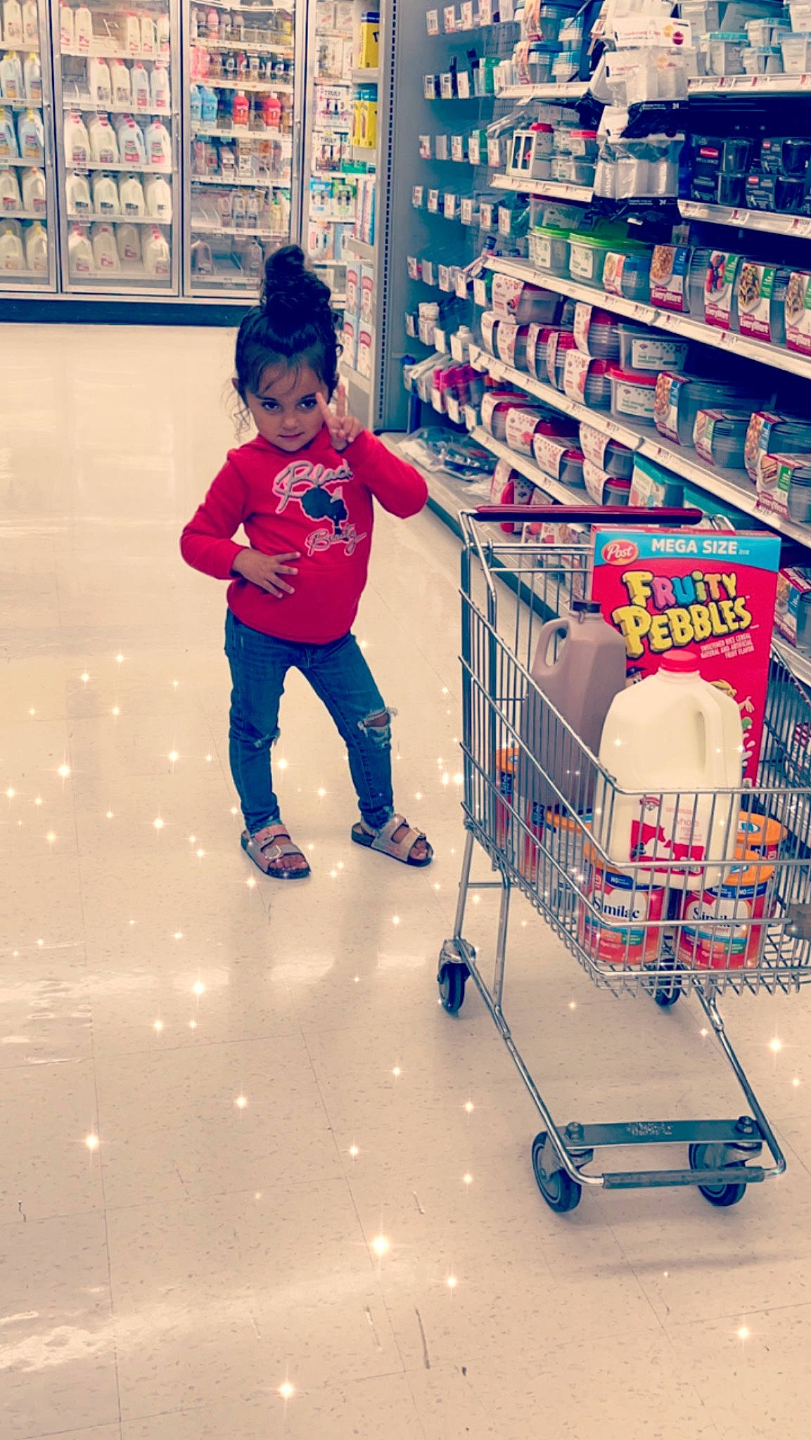 Meela-mae is registered to the contest to win money with this photo: blue, cart, child, cleanliness, convenience_store, customer, electric_blue, flooring, fun, grocery_store, happy, person, retail, service, shelf, shopping, shopping_cart, sleeve, toddler, watch