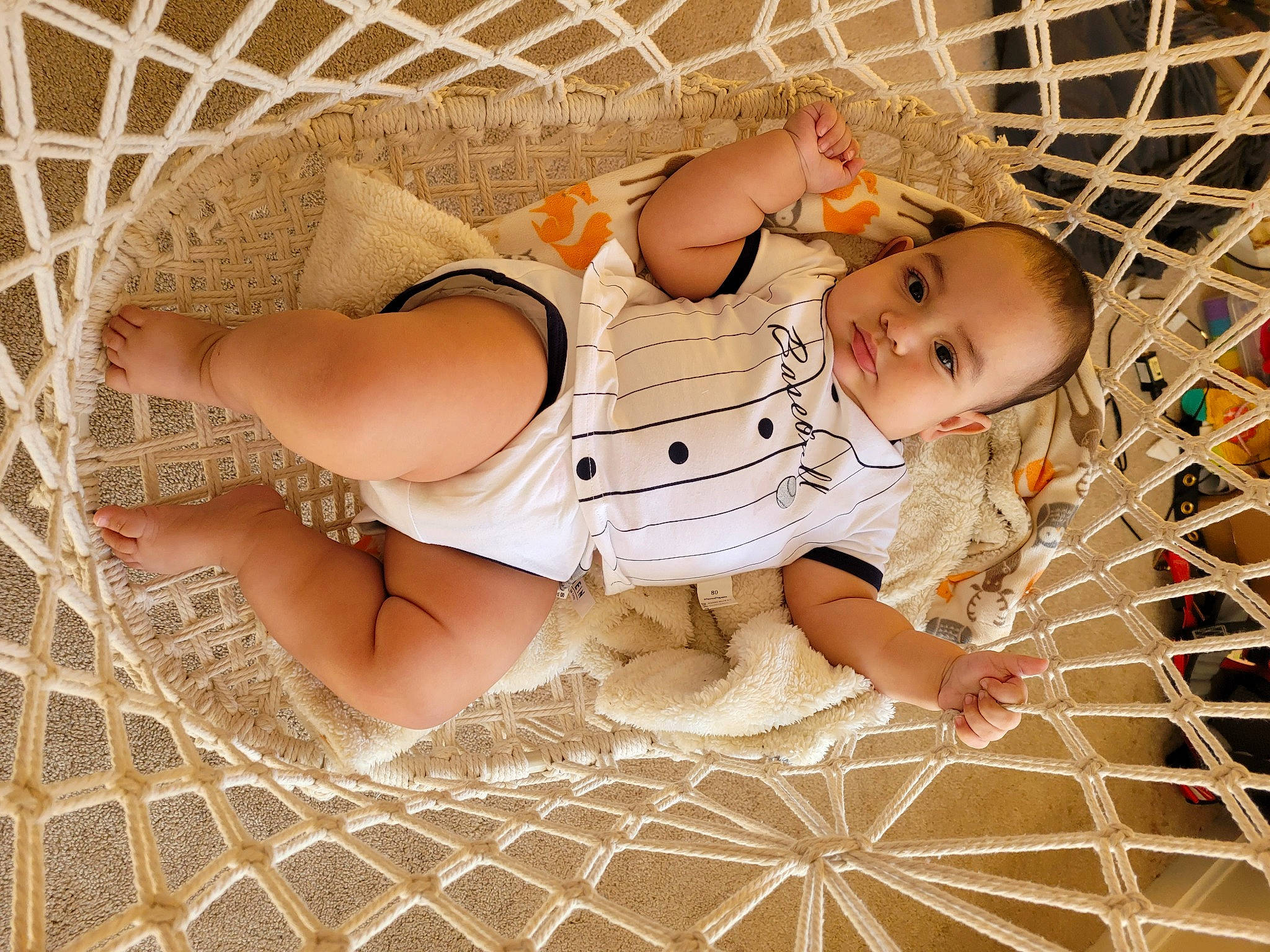 Iker joined the competition — help win amazing prizes! abdomen, baby, baby_products, baby_safety, baby_sleeping, baby_toddler_clothing, chest, comfort, eye, happy, human_leg, infant_bed, knee, leg, linens, mesh, pattern, person, skin, thigh