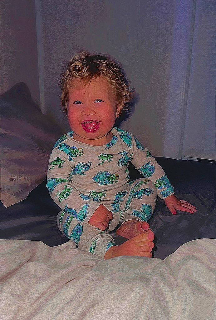 Jaxon joined the competition — help win amazing prizes! baby, baby_toddler_clothing, cheek, comfort, eye, face, flash_photography, flooring, fun, hairstyle, head, iris, knee, lap, mouth, person, pink, skin, sleeve, smile