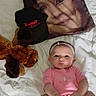 Scarlett joined the competition — help win amazing prizes! accessories, baby, baseballcap, bed, bedroom, cap, clothing, cushion, face, furniture, hat, head, homedecor, jewelry, newborn, person, photography, portrait, teddybear, toy
