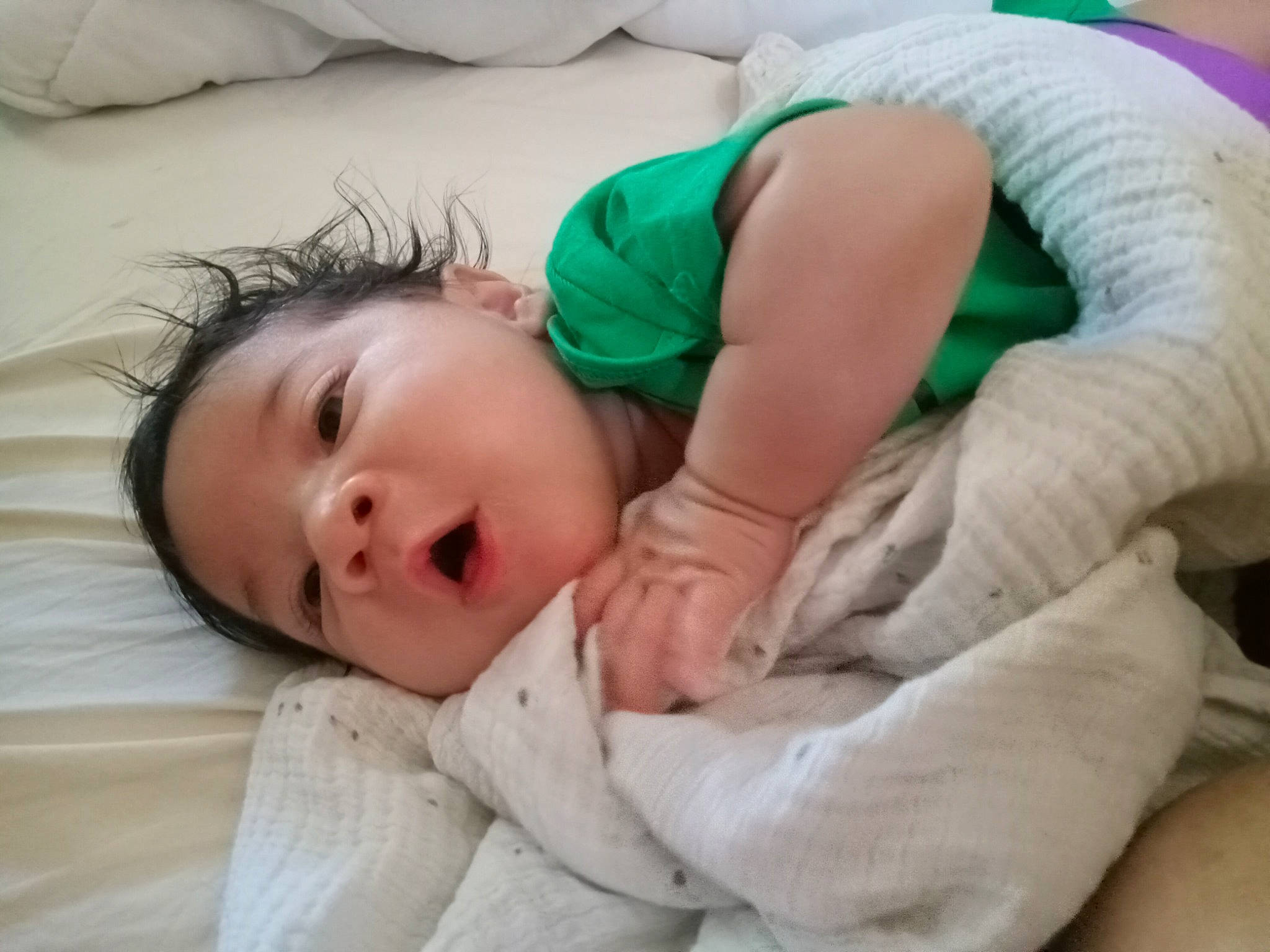 Gabriel is registered to the contest to win money with this photo: abdomen, baby, baby_sleeping, bedding, bedtime, child, comfort, fur, grass, happy, human_leg, linens, nap, neck, person, portrait_photography, room, sitting, skin, sleep