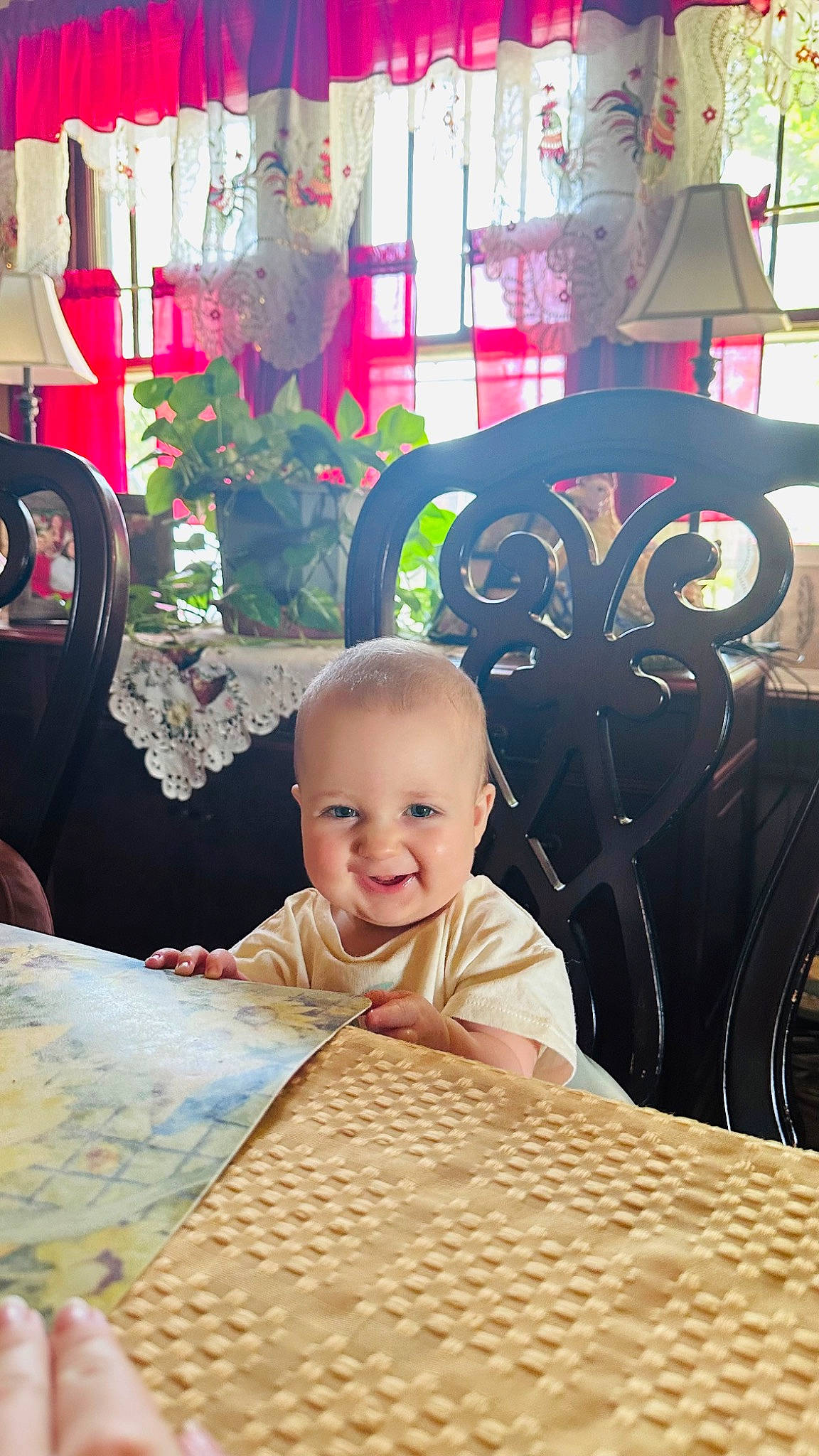 Marina is registered to the contest to win money with this photo: art, baby, baby_toddler_clothing, beauty, chair, child, design, flooring, fun, green, happy, joy, living_room, person, room, smile, snapshot, table, textile, tints_and_shades