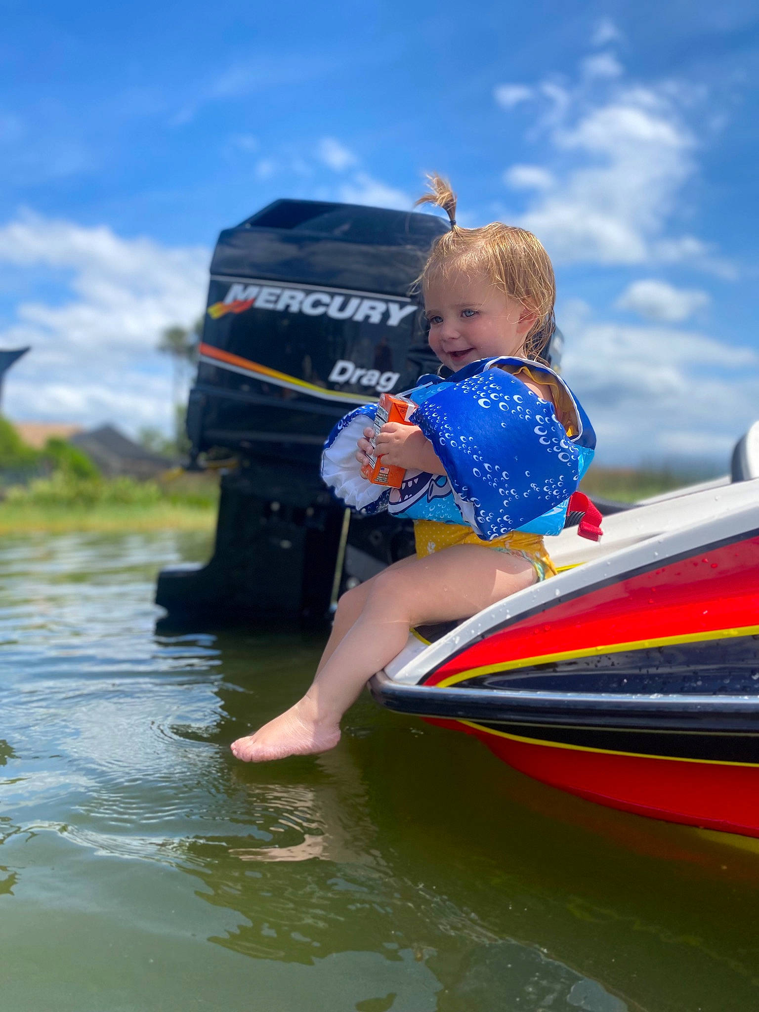 Braelyn joined the competition — help win amazing prizes! boat, boating, boats_and_boating_equipment_and_supplies, child, cloud, fun, lake, leisure, naval_architecture, person, personal_protective_equipment, recreation, ship, skiff, sky, travel, vehicle, water, water_transportation, watercraft