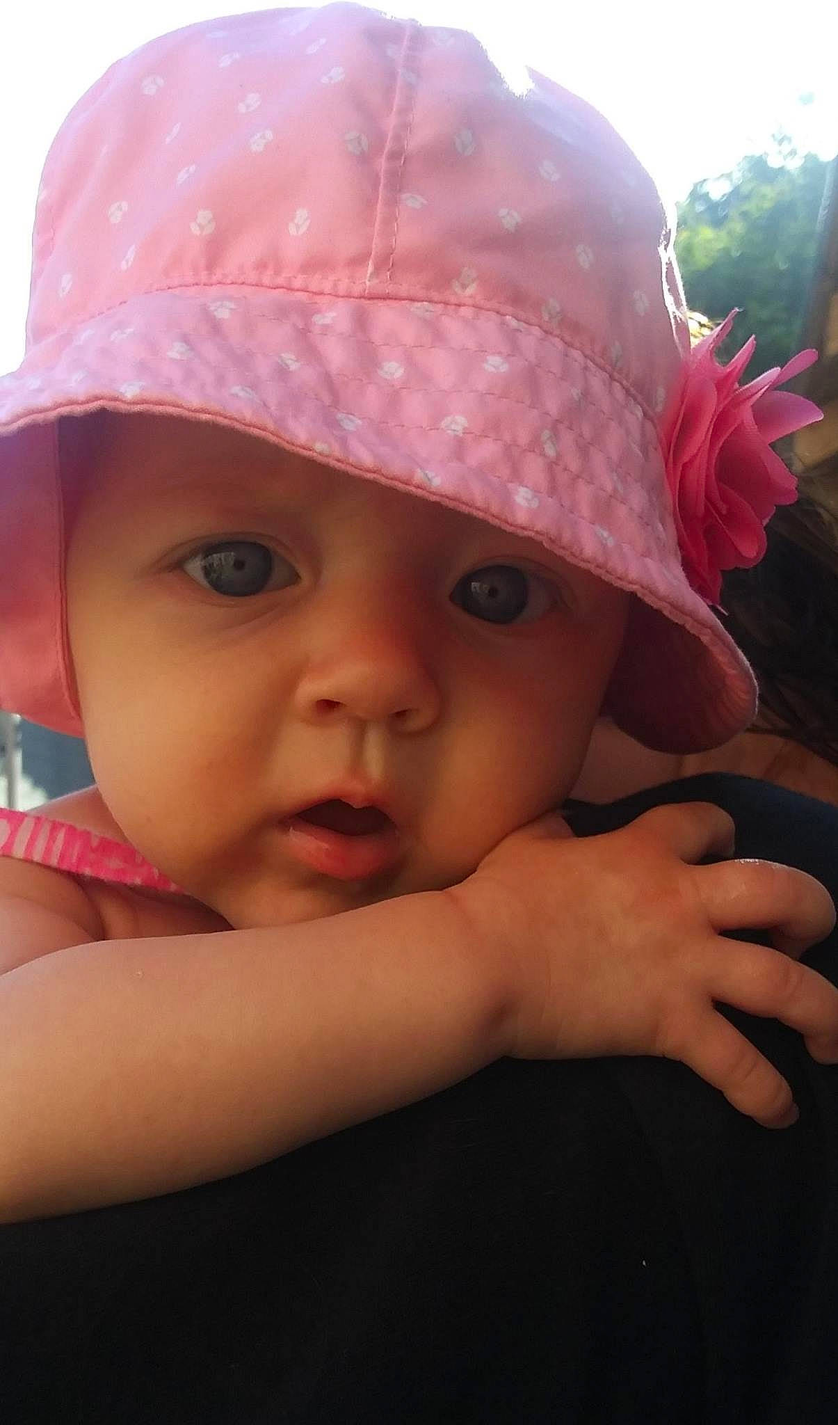 Maryann joined the competition — help win amazing prizes! cheek, child, eye, face, fun, girl, hat, head, headgear, headwear, infant, lip, mouth, nose, person, pink, skin, smile, sun_hat, toddler