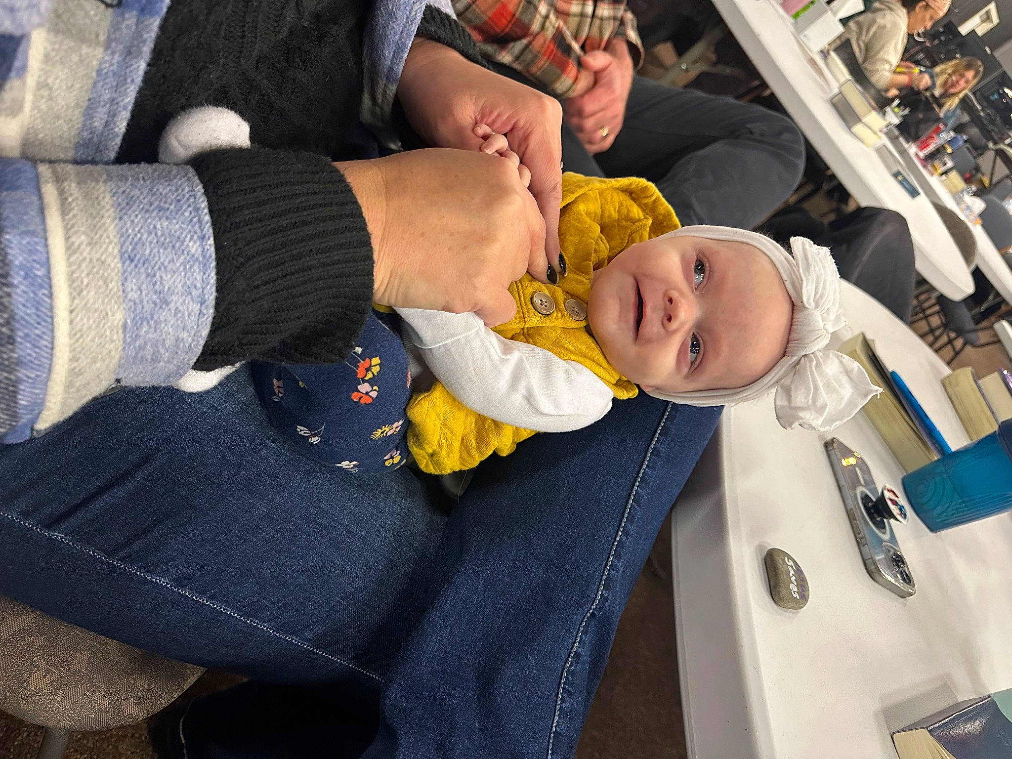 Harper joined the competition — help win amazing prizes! baby, baby_carriage, baby_products, baby_toddler_clothing, car_seat, chair, child, comfort, event, fun, hat, headwear, hospital_bed, lap, luxury_vehicle, person, sitting, smile, toddler, vacation