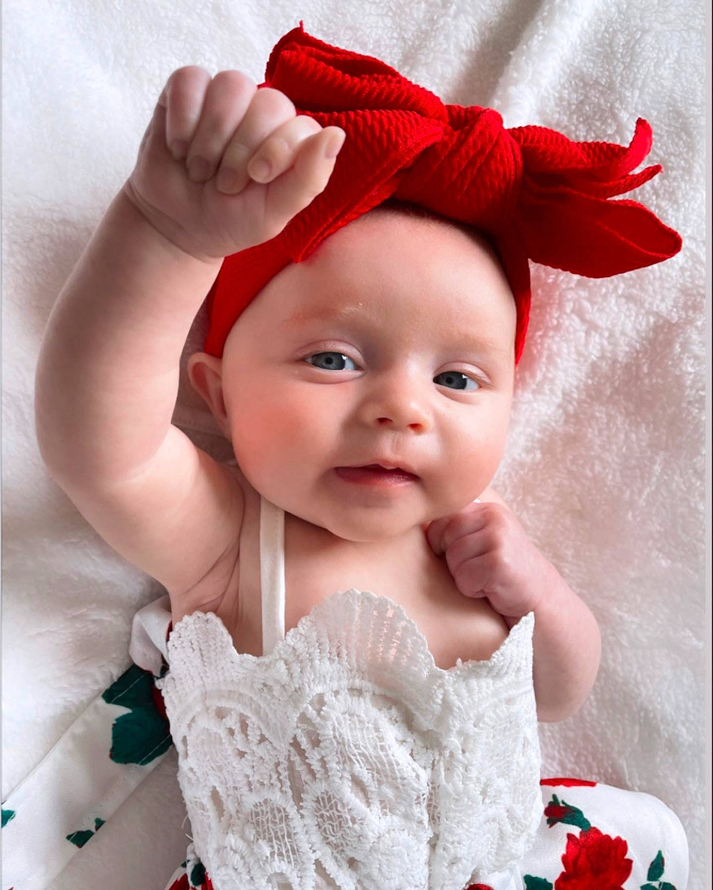Jaylynn is registered to the contest to win money with this photo: baby, baby_toddler_clothing, cap, costume_hat, face, finger, happy, head, headgear, headwear, lip, outerwear, person, pink, product, red, skin, sleeve, smile, textile