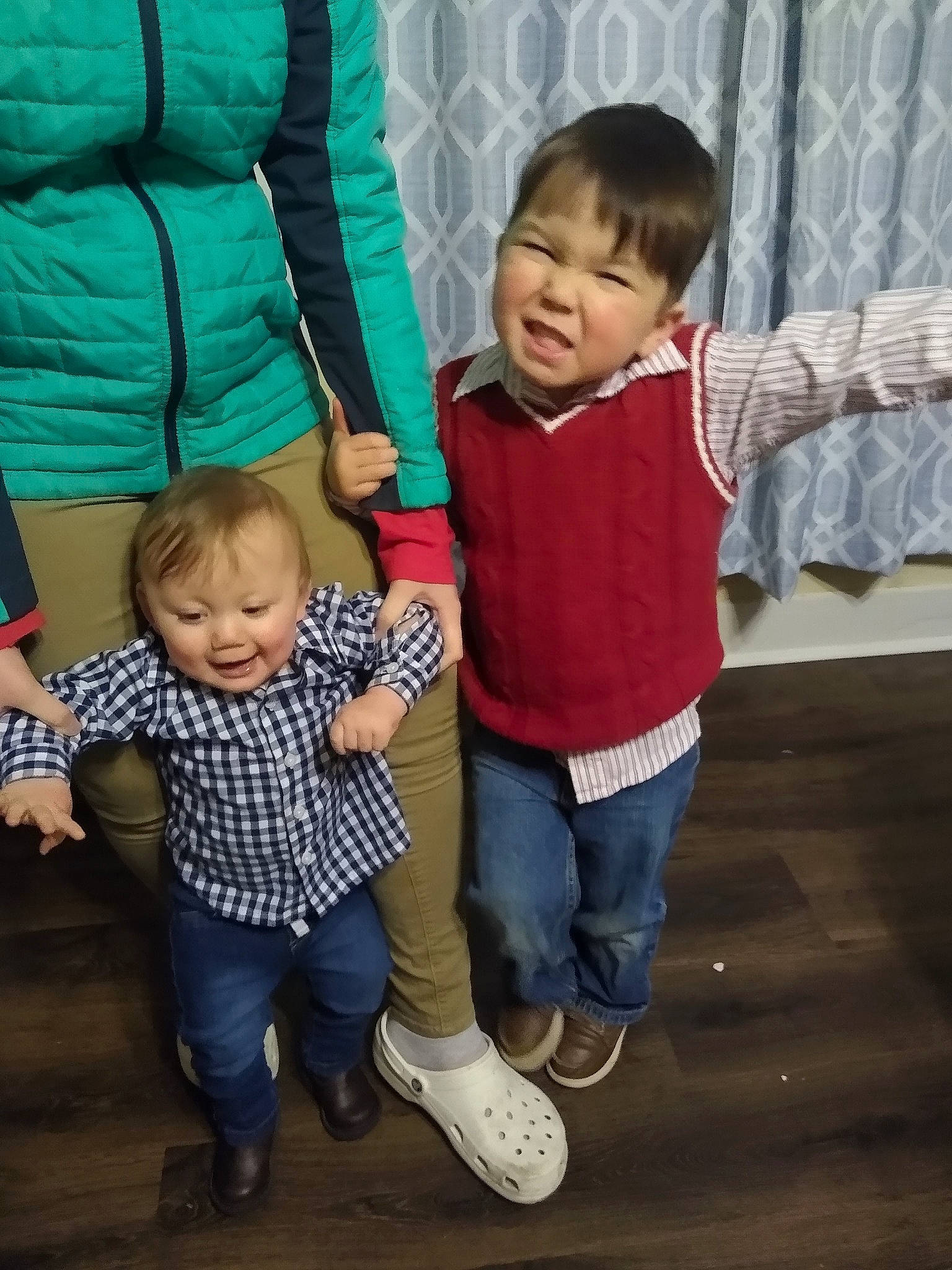 Treston joined the competition — help win amazing prizes! baby_toddler_clothing, eye, face, fun, gesture, hair, hairstyle, hand, happy, jeans, leg, leisure, person, product, shoe, skin, sleeve, smile, standing, t_shirt