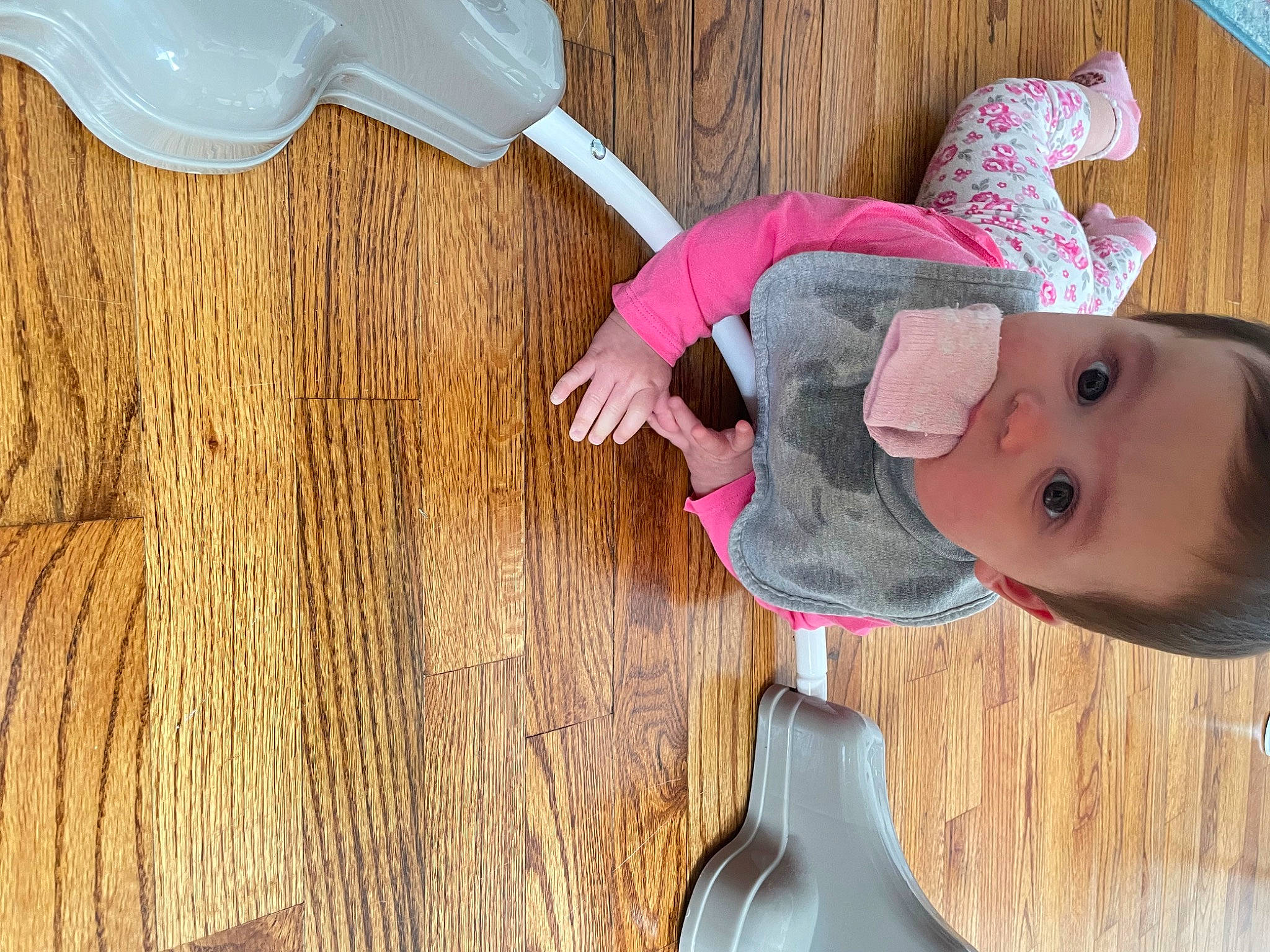 Alyssa joined the competition — help win amazing prizes! baby, baby_products, baby_toddler_clothing, baby_toys, child, flooring, guitar, hardwood, musical_instrument, pattern, person, plastic_bottle, play, room, toddler, varnish, white, wood, wood_flooring, wood_stain