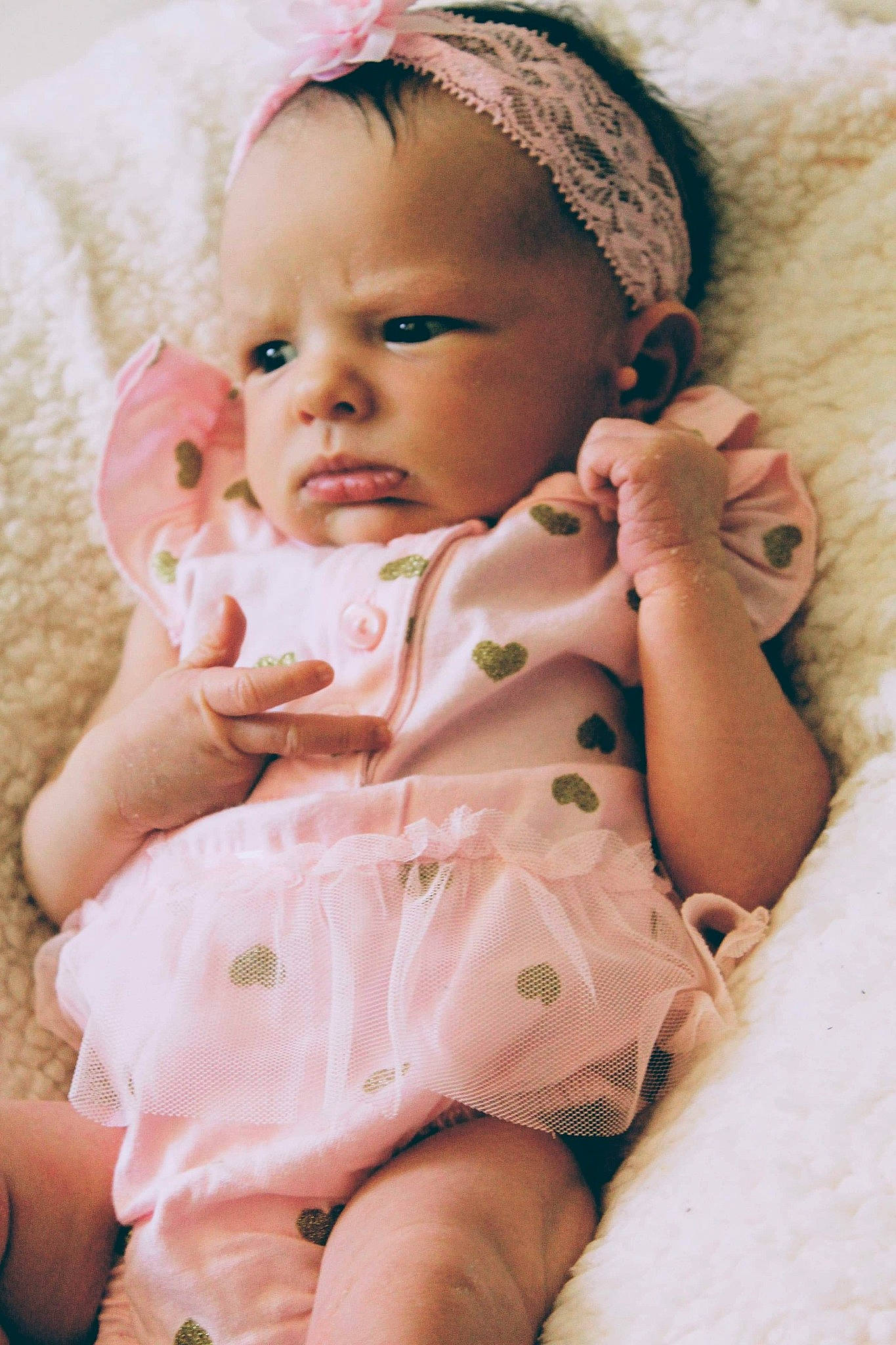 Addisyn joined the competition — help win amazing prizes! baby, baby_products, cheek, child, eye, face, finger, hair_accessory, headgear, lip, nose, person, photography, pink, skin, smile, toddler