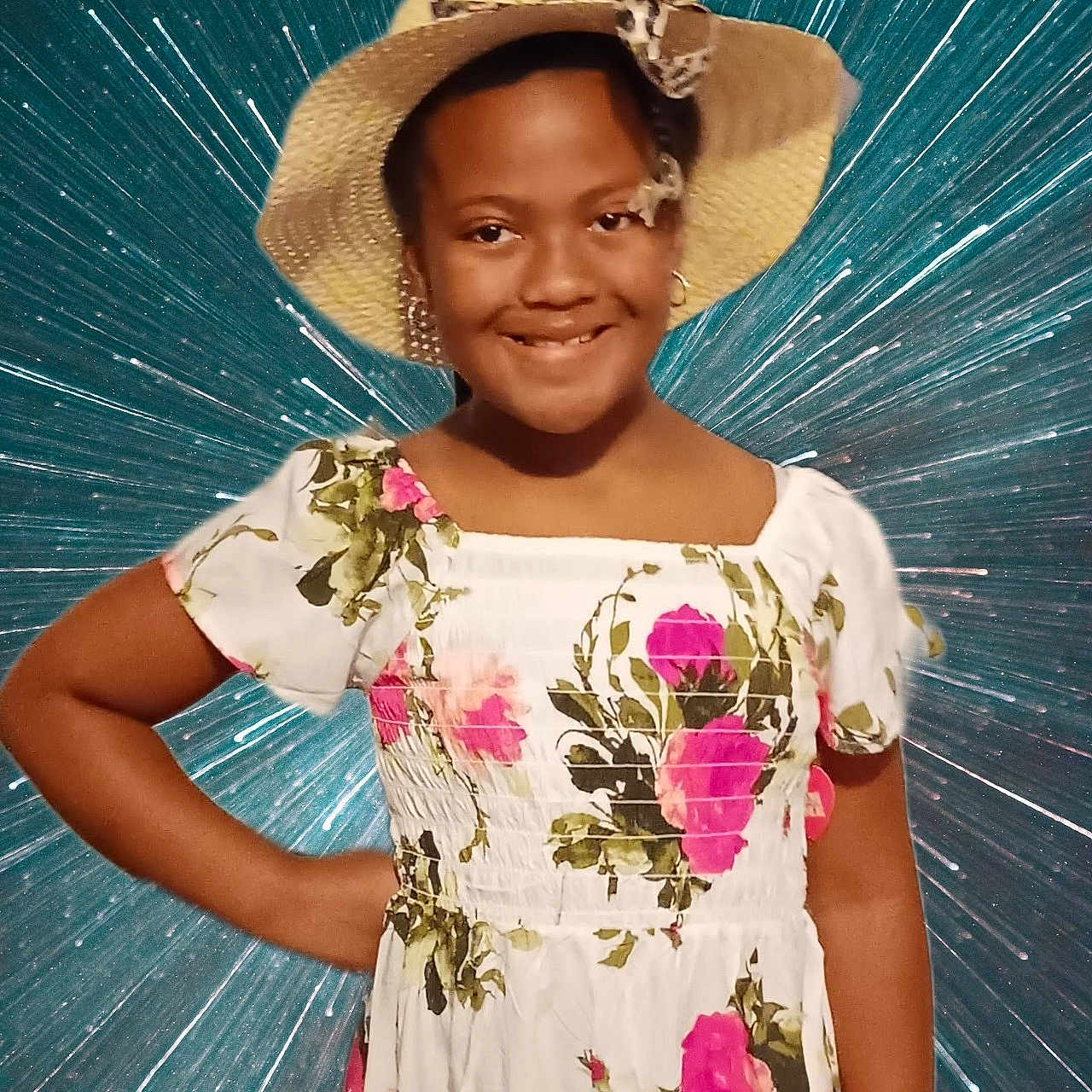 Juakita is registered to the contest to win money with this photo: beachwear, blouse, child, clothing, dimples, dress, face, fashion, female, girl, happy, hat, head, person, photography, portrait, purple, sleeve, smile, sunhat