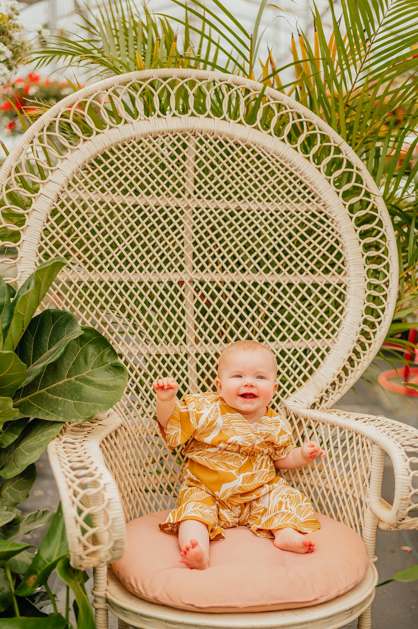 Nora joined the competition — help win amazing prizes! arch, baby, baby_toddler_clothing, chair, child, circle, garden, grass, happy, joy, leisure, outdoor_furniture, pattern, people_in_nature, person, plant, sitting, smile, symmetry, terrestrial_plant