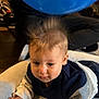 Anakin is registered to the contest to win money with this photo: baby, blanket, blue_balloon, child, clothing, curious, cute, expression, face, hair, hand, indoor, infant, person, playful, polka_dot, resting, sleeve, soft, toddler