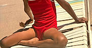 Rhyder joined the competition — help win amazing prizes! child, girl, swimsuit, red, goggles, poolside, chair, sunlight, smile, happy, outdoor, summer, relaxing, leisure, skin, person, vacation, fun, daylight, playful