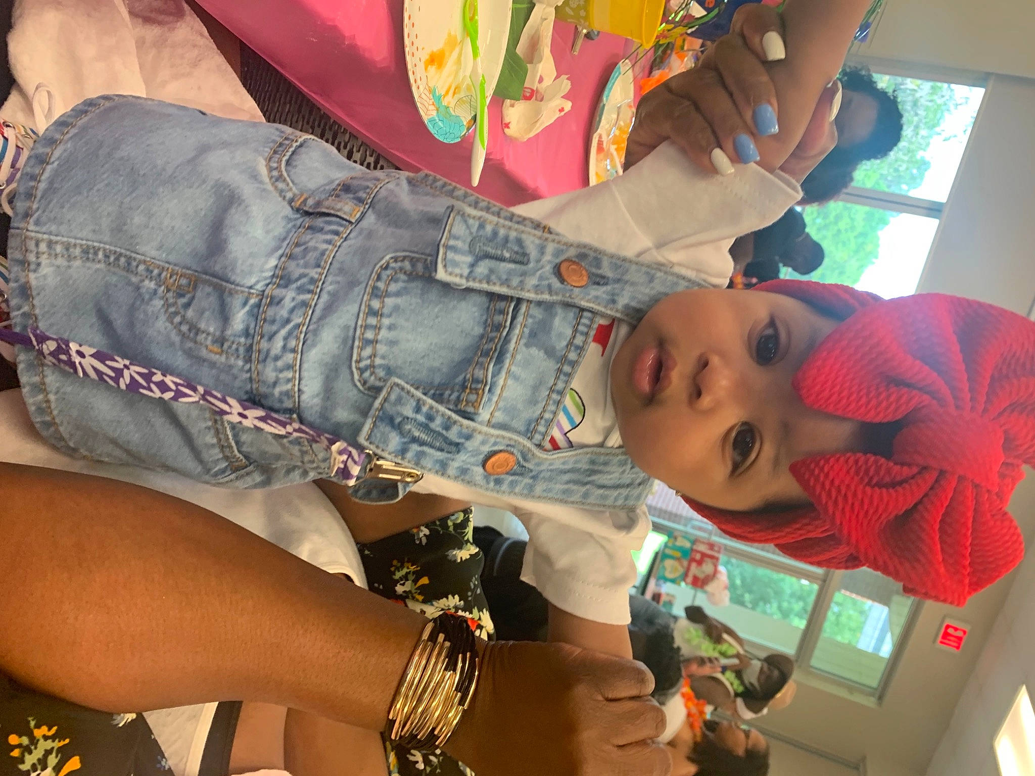 Aryah joined the competition — help win amazing prizes! abdomen, baby, denim, fashion_design, headwear, human_leg, jean_short, jeans, knee, pattern, person, pink, plaid, pocket, shorts, skin, street_fashion, textile, thigh, toddler
