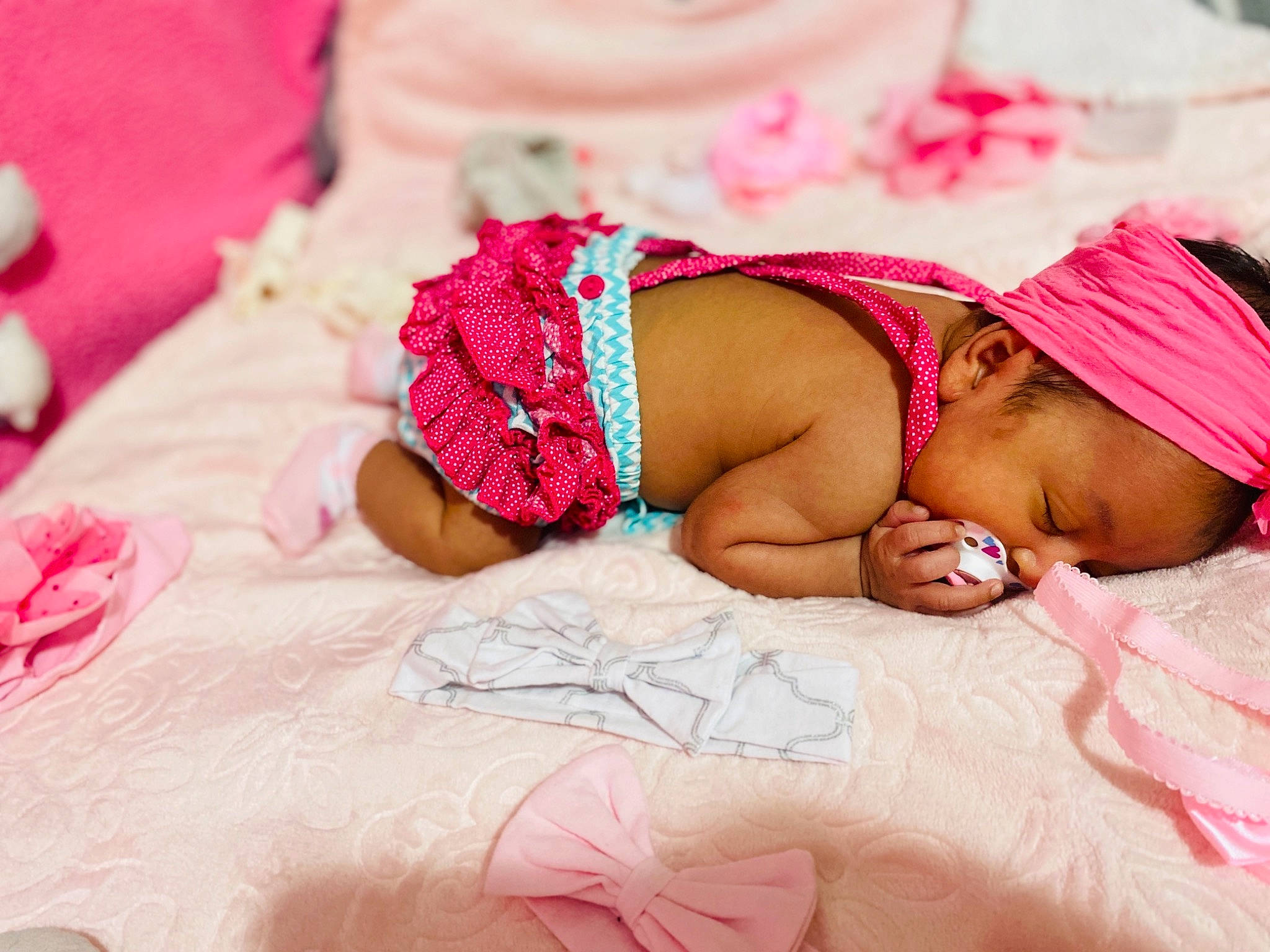 Haynett joined the competition — help win amazing prizes! baby, baby_sleeping, baby_toddler_clothing, bed, bed_sheet, bedding, bedroom, bedtime, blanket, child, comfort, linens, magenta, nap, peach, person, pink, skin, sleep, textile