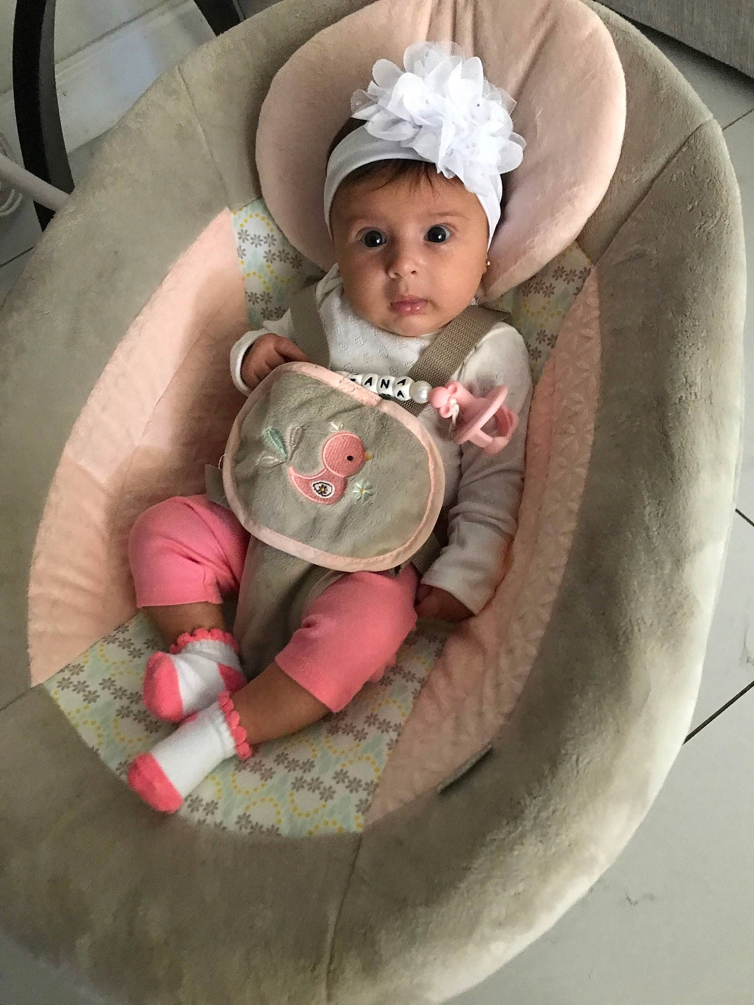 Aliana is registered to the contest to win money with this photo: baby, baby_products, child, comfort, infant_bed, person, pink, product, toddler