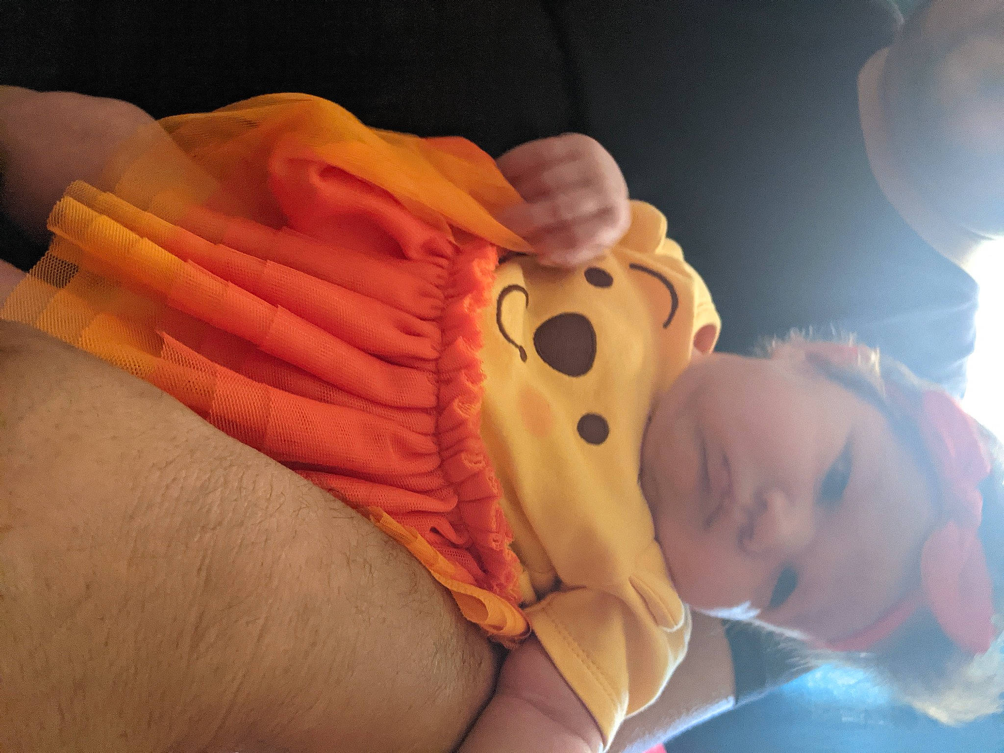 Stevie Rose is registered to the contest to win money with this photo: abdomen, baby, cheek, child, comfort, eyelash, finger, fun, gesture, happy, hat, nose, orange, peach, person, room, skin, thumb, toddler, trunk