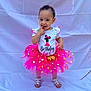 Miiamour is registered to the contest to win money with this photo: child, birthday, first_birthday, tutu, pink, gold, polka_dots, smiling, happy, standing, sandals, cute, celebration, party, girl, clothing, portrait, baby, festive, background