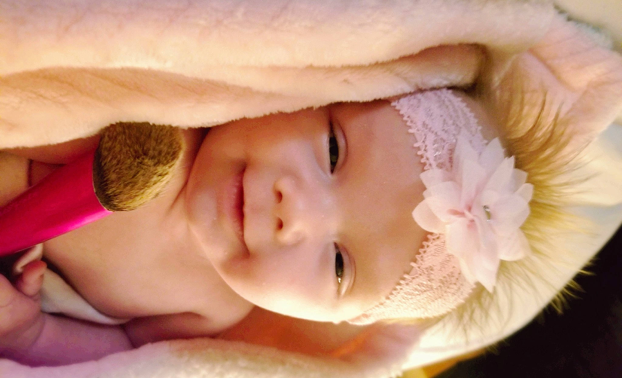 Elizabeth joined the competition — help win amazing prizes! baby, beauty, cheek, child, chin, close_up, eye, face, hand, happy, head, headgear, lip, mouth, nose, person, photography, pink, skin, smile