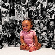 Noriyah joined the competition — help win amazing prizes! baby, background, black_and_white, child, collage, cute, decor, happy, indoor, infant, joyful, people, photography, pink_clothing, portrait, sitting, smiling, table, toddler, young_child