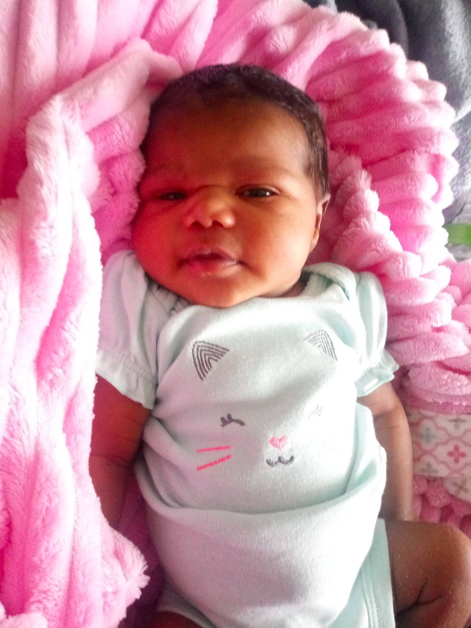 Za'Marianna joined the competition — help win amazing prizes! baby, beauty, cheek, child, eye, face, flower, head, linens, lip, mouth, nose, person, pink, plant, skin, smile, textile, toddler