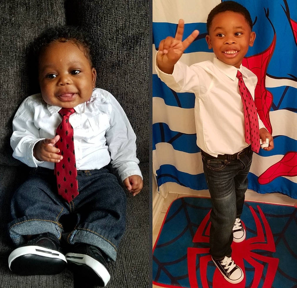 Kyren joined the competition — help win amazing prizes! baby, baby_toddler_clothing, child, collar, cool, denim, face, facial_expression, fashion, flag, fun, happy, head, joy, pattern, person, sleeve, smile, standing, t_shirt