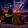 blanket, cat, city_lights, dog, family, fantasy, forest, galaxy, lake, memorial, milky_way, mountains, night_sky, person, pet, portrait, silhouette, stars, sunset, text_overlay