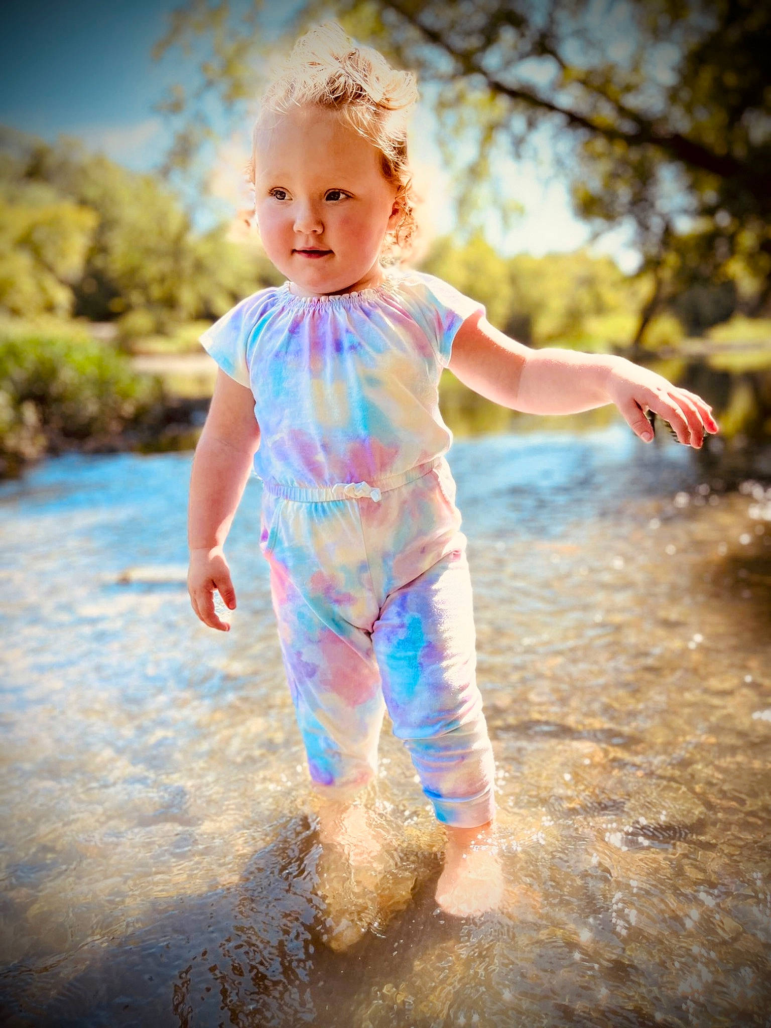 Fiona joined the competition — help win amazing prizes! baby, blond, child, electric_blue, flash_photography, fun, gesture, grass, happy, leisure, morning, nature, people_in_nature, person, recreation, sky, summer, sunlight, toddler, tree