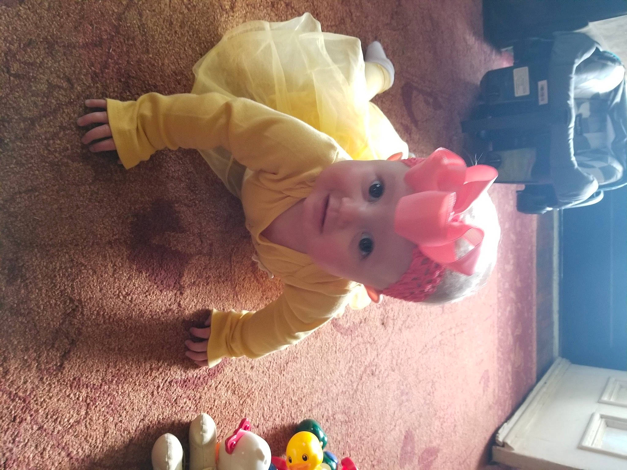 Monroe joined the competition — help win amazing prizes! baby, child, finger, fun, gesture, hand, headwear, light, mammal, nail, person, photograph, pink, plush, room, stuffed_toy, textile, thumb, toddler, toy