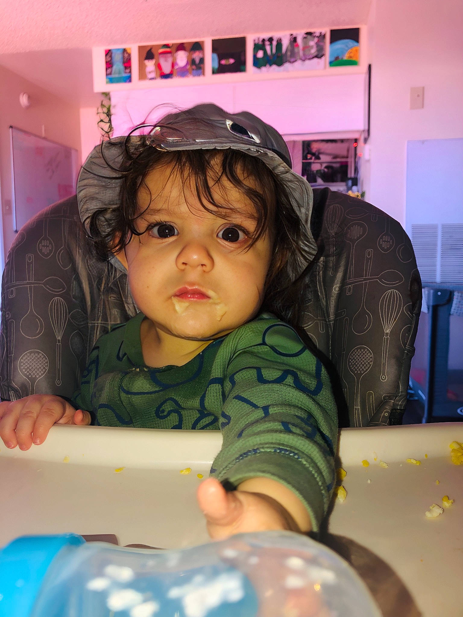 Atlas is registered to the contest to win money with this photo: baby, chair, cheek, child, comfort, comfort_food, face, fun, hair, happy, leisure, person, picture_frame, plastic, plastic_bottle, room, sitting, skin, t_shirt, table