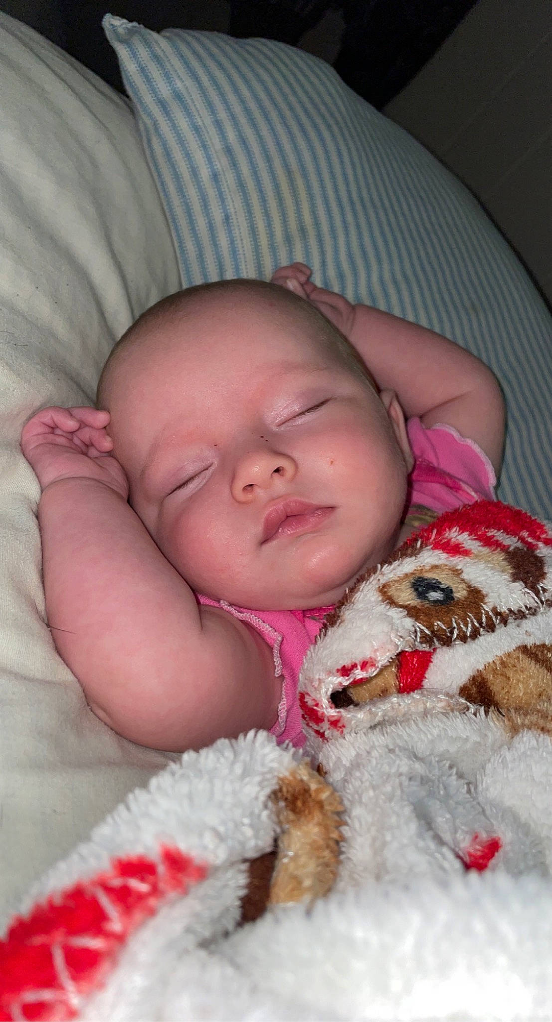 Kinzlee joined the competition — help win amazing prizes! baby, baby_sleeping, baby_toddler_clothing, cheek, child, comfort, eye, headgear, human_body, iris, lip, mammal, mouth, nose, person, pink, skin, smile, textile, toddler