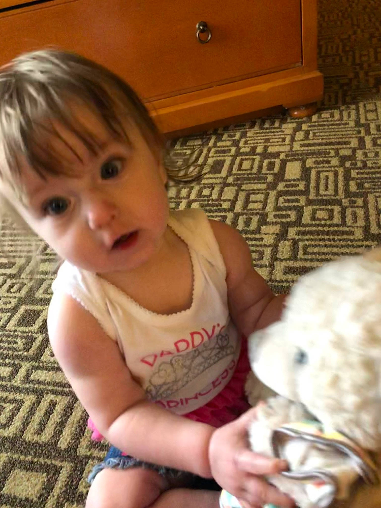 Melani is registered to the contest to win money with this photo: baby, cheek, child, nose, person, play, smile, surprise, toddler