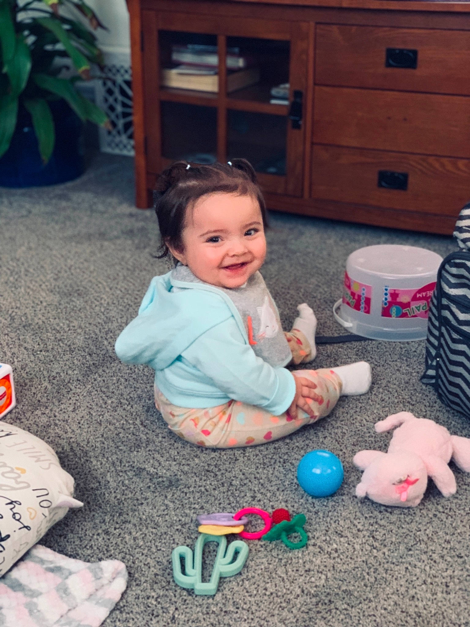 Kinlee joined the competition — help win amazing prizes! baby, child, holiday, joy, person, play, sitting, toddler