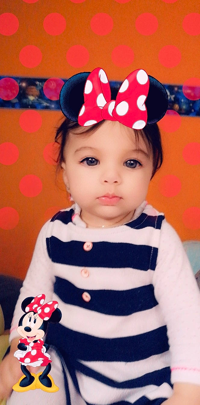 Khyara participe au concours pour gagner de l'argent avec cette photo : baby, child, clothing, costume, costume_accessory, ear, fashion_accessory, hair_accessory, headgear, pattern, person, polka_dot, toddler