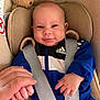 adidas, baby, baby_face, blue_clothing, car_seat, child, child_safety, closeup, comfort, cute, hand_holding, happy, indoor, infant, person, portrait, seatbelt, smile, soft_toy, teddy_bear