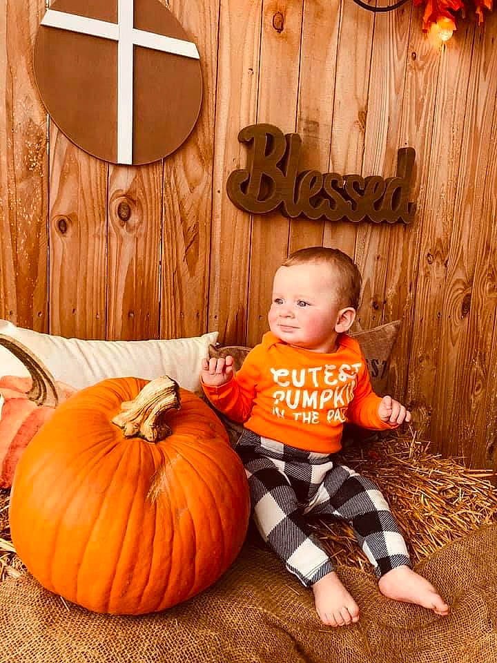 Cayden is registered to the contest to win money with this photo: autumn, calabaza, child, costume, cucurbita, food, fruit, gourd, jack_o_lantern, orange, person, plant, pumpkin, squash, thanksgiving, toddler, trick_or_treat, vegetable, winter_squash