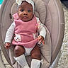Ayla Makoni joined the competition — help win amazing prizes! baby, infant, baby_rocker, pink_dress, headband, white_socks, bows, cute, cozy, indoor, carpet, child, portrait, adorable, seated, clothing, baby_girl, soft_texture, cushion, face