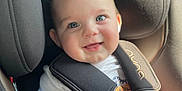 Azran joined the competition — help win amazing prizes! baby, car_seat, child, smiling, blue_eyes, seatbelt, infant, happy, sitting, child_safety, clothing, straps, cute, indoors, closeup, person, head, face, young_child, daylight