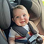 baby, car_seat, child, smiling, blue_eyes, seatbelt, infant, happy, sitting, child_safety, clothing, straps, cute, indoors, closeup, person, head, face, young_child, daylight