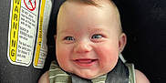 Azran is registered to the contest to win money with this photo: baby, child, car_seat, smiling, happy, infant, seatbelt, safety, striped_clothing, closeup, cute, rosy_cheeks, reaching_hand, indoor, portrait, head_and_shoulders, infant_toddler, baby_face, child_seat, warning_label