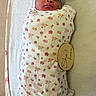 newborn, baby, infant, sleeping, portrait, floral_blanket, swaddled, headband, face, eyes_closed, indoors, nursery, crib, white_blanket, wooden_sign, announcement, flowers, pink, peaceful, close_up