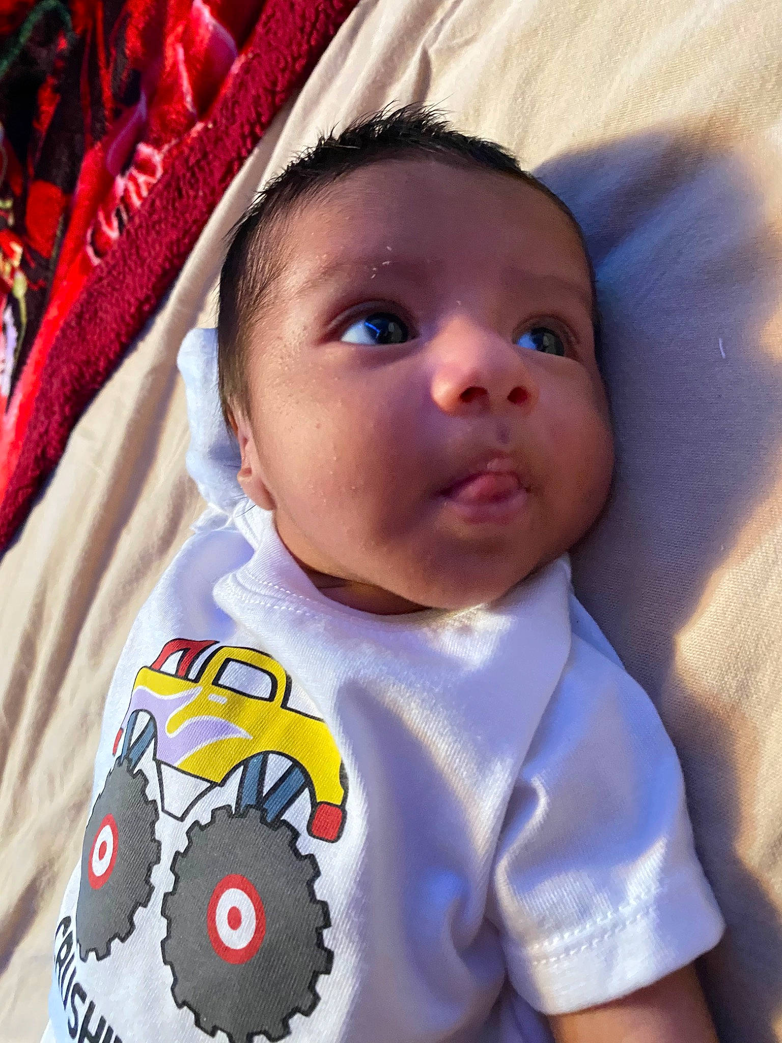 Iván joined the competition — help win amazing prizes! baby, baby_toddler_clothing, cheek, cool, eye, eyelash, happy, head, linens, lip, mouth, neck, nose, person, pink, product, skin, sleeve, t_shirt, textile