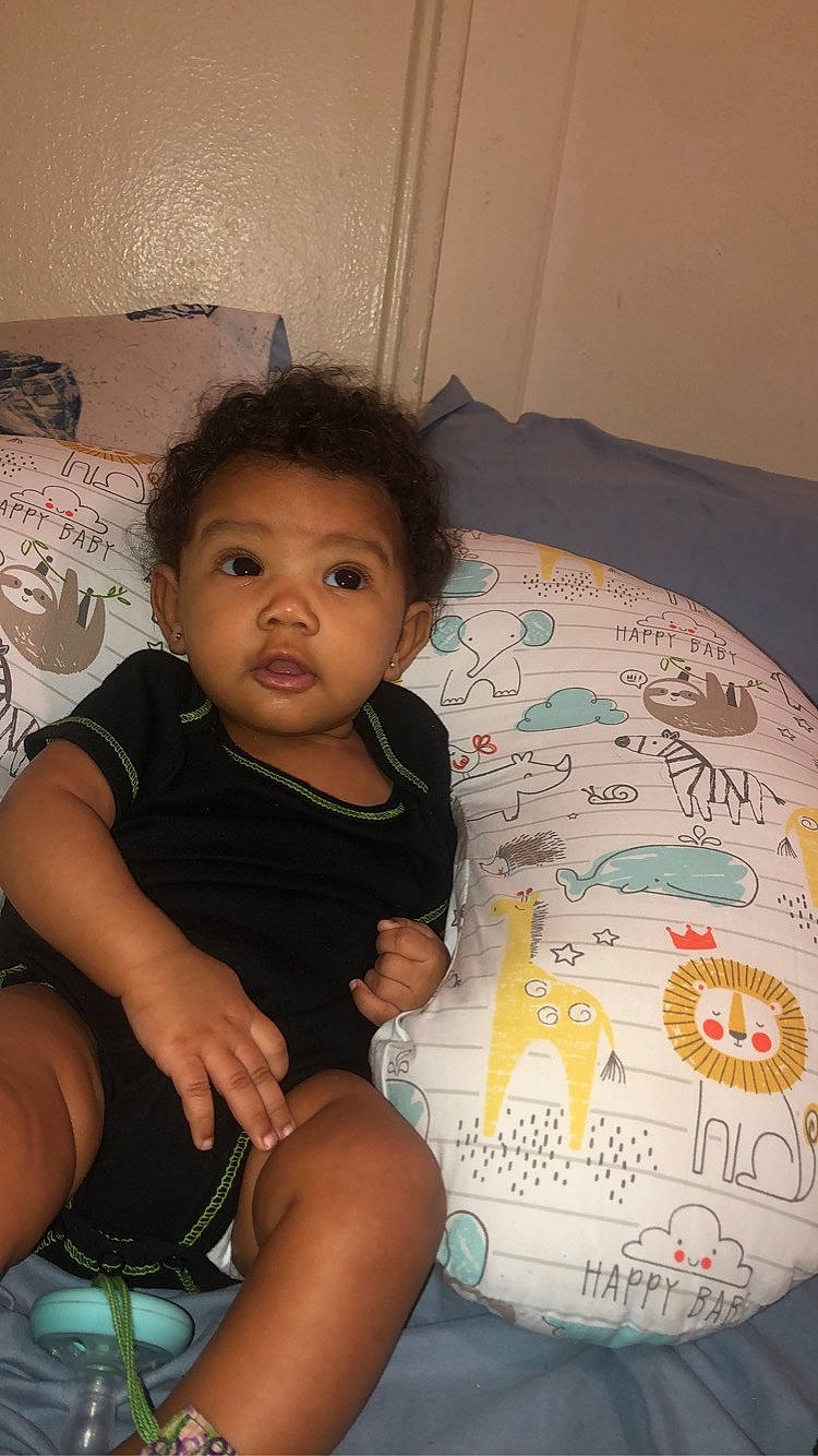 Penelope joined the competition — help win amazing prizes! baby, black_hair, cheek, child, leg, person, sitting, skin, smile, toddler