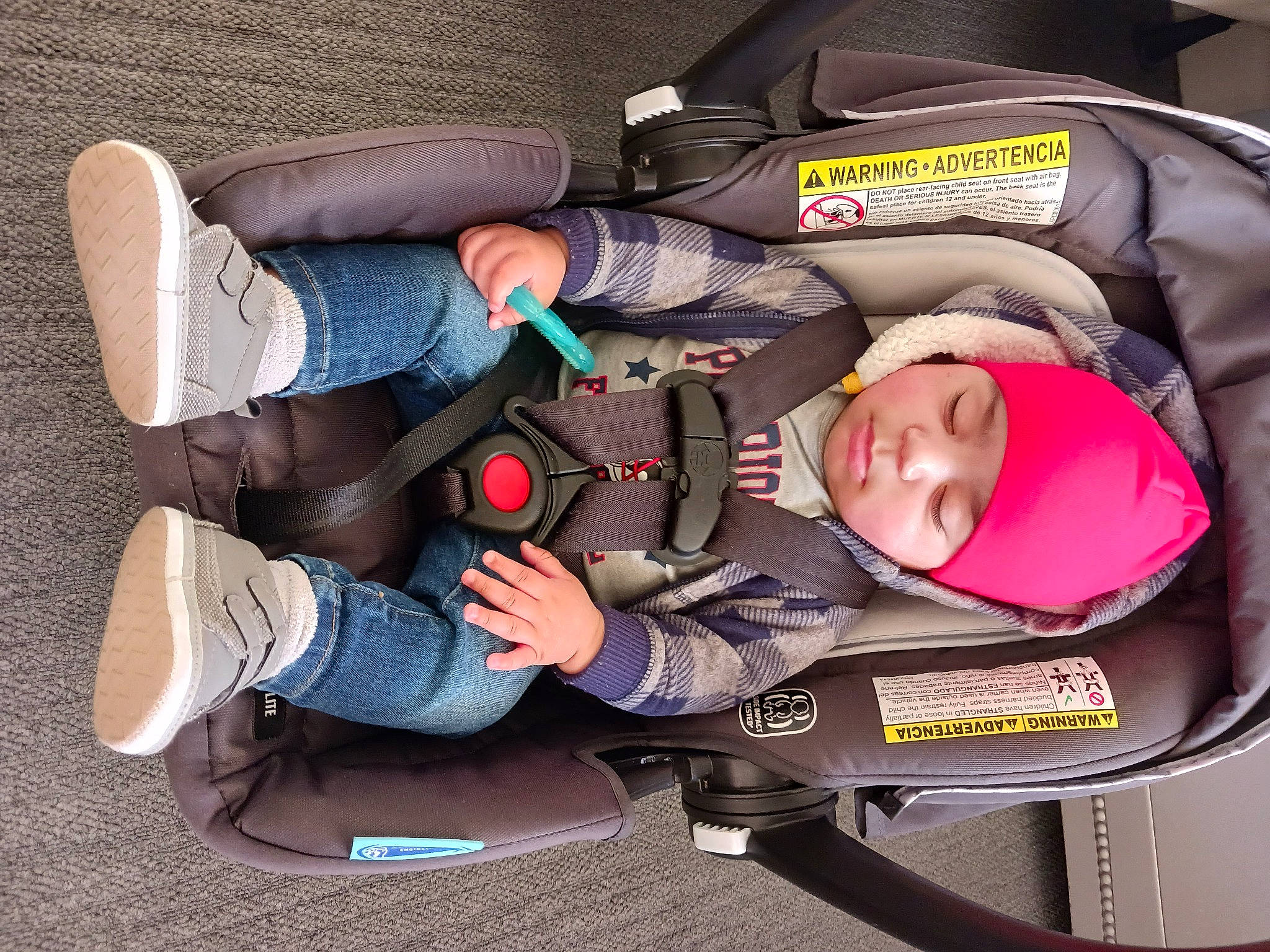 Kayson joined the competition — help win amazing prizes! auto_part, automotive_design, automotive_exterior, baby, baby_products, baby_toddler_clothing, bag, car_seat, child, comfort, denim, headwear, jeans, lap, luggage_and_bags, motor_vehicle, person, sitting, toddler, travel