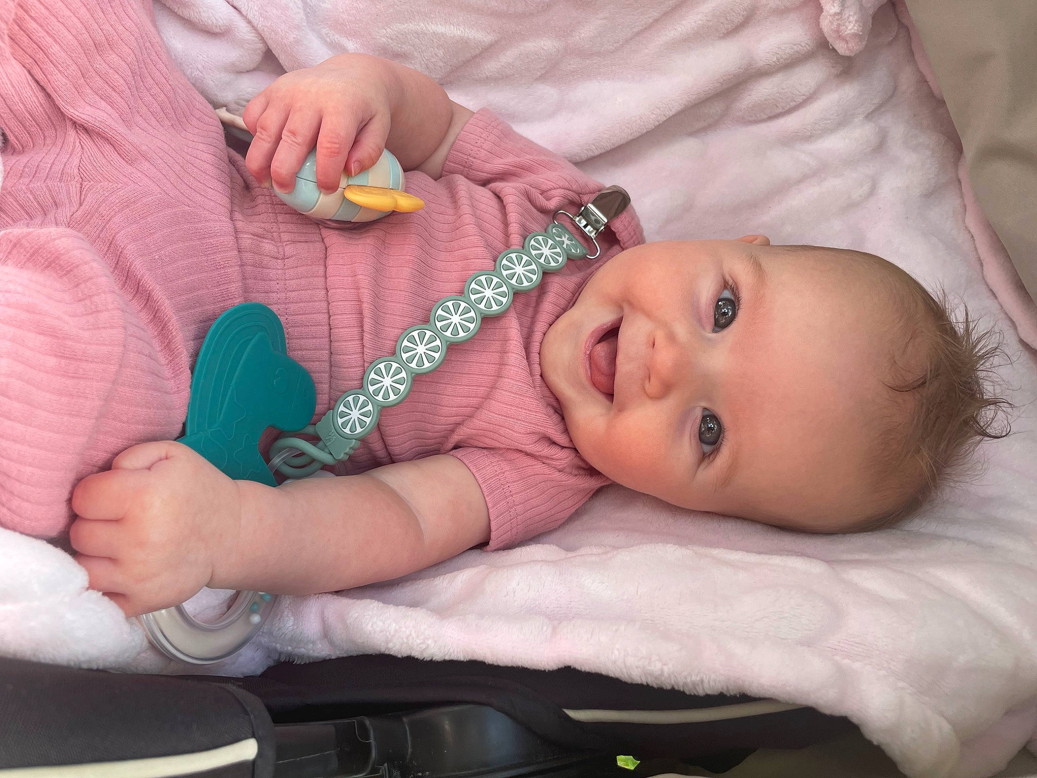 Paisley is registered to the contest to win money with this photo: baby, baby_toddler_clothing, cheek, comfort, eye, eyebrow, eyelash, facial_expression, finger, gesture, hand, happy, head, iris, lip, mouth, nose, person, skin, smile