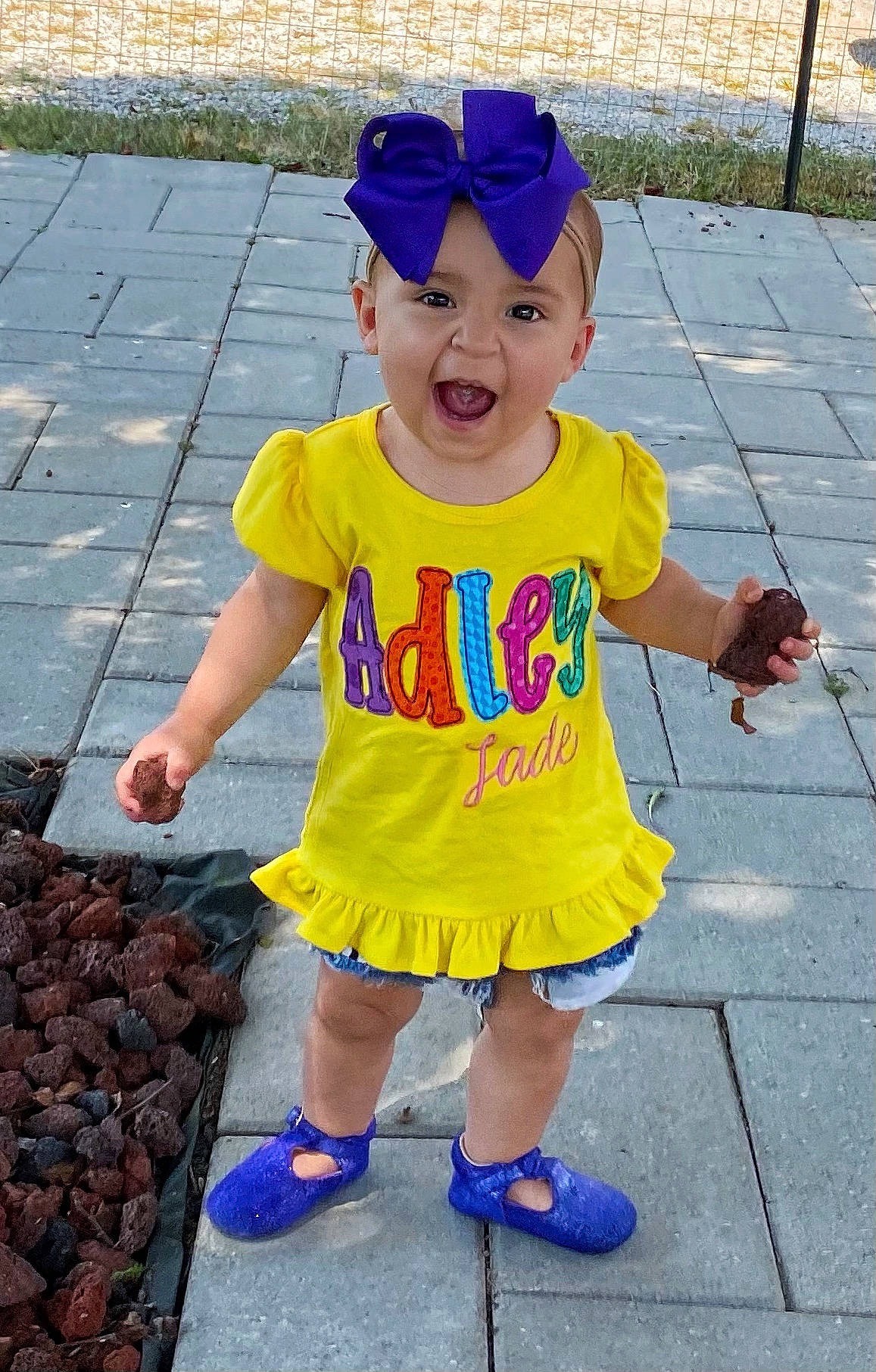 Adley joined the competition — help win amazing prizes! baby_toddler_clothing, baseball_cap, blue, cap, child, clothing, electric_blue, fun, happy, hat, magenta, person, photograph, pink, purple, recreation, sleeve, street_fashion, summer, t_shirt