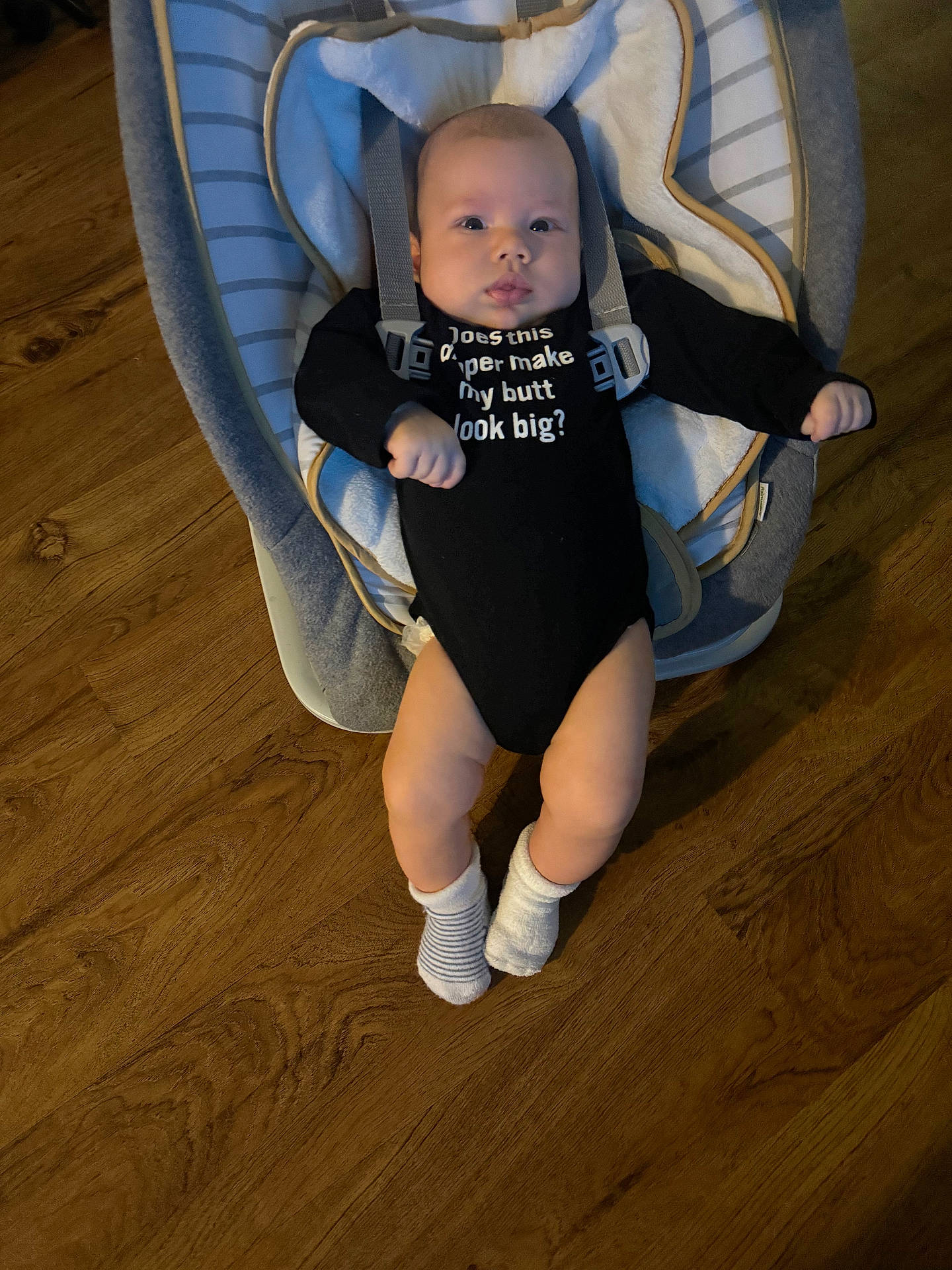 baby, chair, clothing, couch, cushion, face, footwear, furniture, hardwood, head, homedecor, hosiery, pants, person, photography, portrait, shoe, sitting, sock, wood