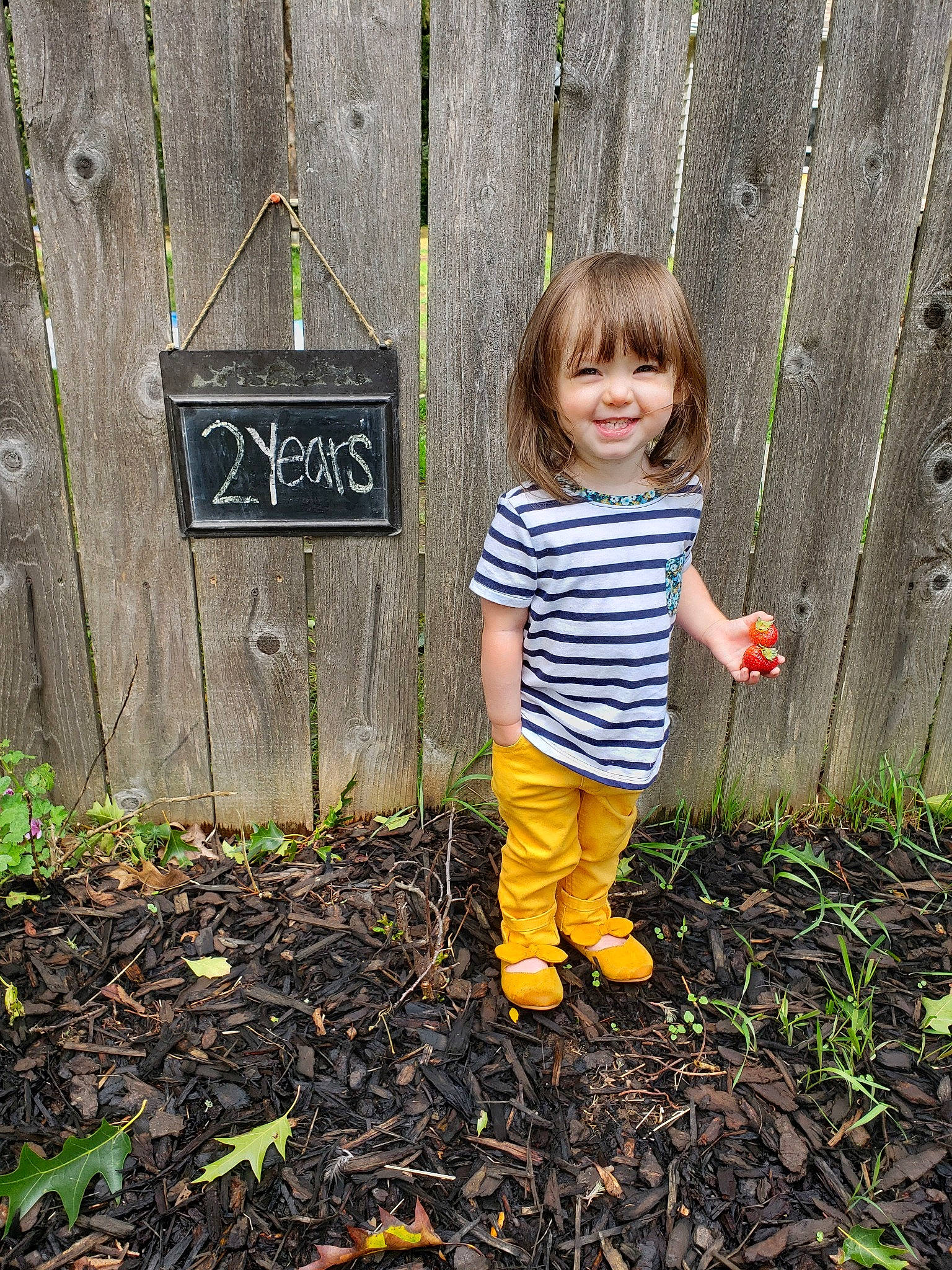 Navie is registered to the contest to win money with this photo: child, garden, grass, joy, leaf, person, photography, plant, play, standing, t_shirt, toddler, tree, wood, yellow