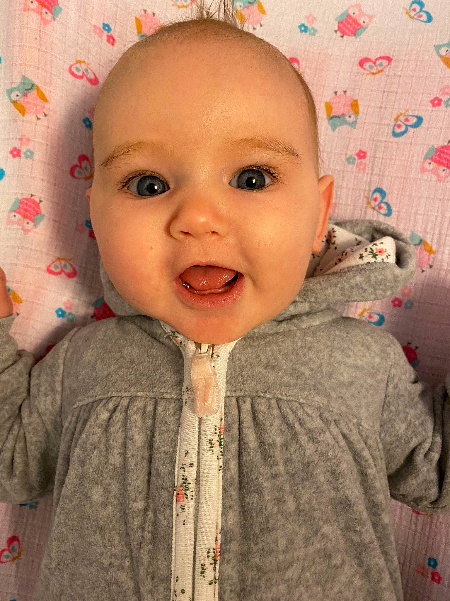 Marlie is registered to the contest to win money with this photo: baby, cheek, child, chin, eye, eyebrow, face, facial_expression, forehead, happy, head, iris, lip, mouth, nose, organ, person, pink, skin, smile